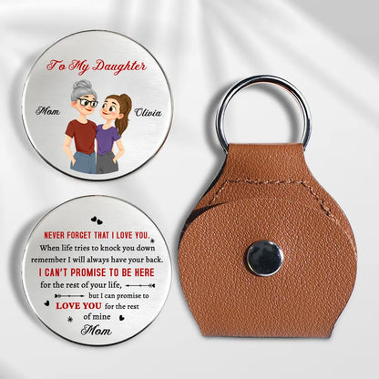 Personalized Pocket Hug for Daughter, Mom and Daughter Illustration, Never Forget That I Love You, Unique Keepsake Gift