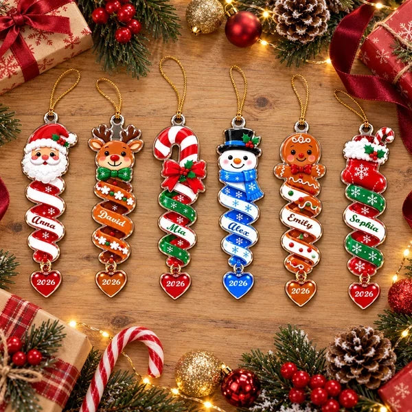 Personalized Acrylic Ornament, Colorful Spiral Christmas Characters, Unique Creative Gift for Kids