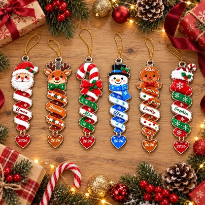Personalized Acrylic Ornament, Colorful Spiral Christmas Characters, Unique Creative Gift for Kids