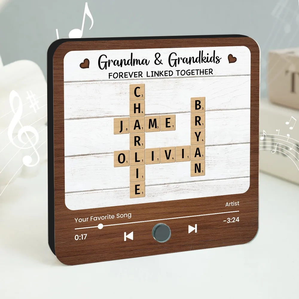 Acrylic Music Magnet for Grandma & Grandkids, Rustic Tile Design, Fridge Decor Keepsake, Creative Gift