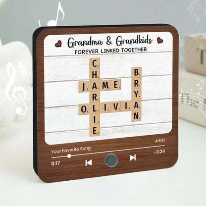 Acrylic Music Magnet for Grandma & Grandkids, Rustic Tile Design, Fridge Decor Keepsake, Creative Gift