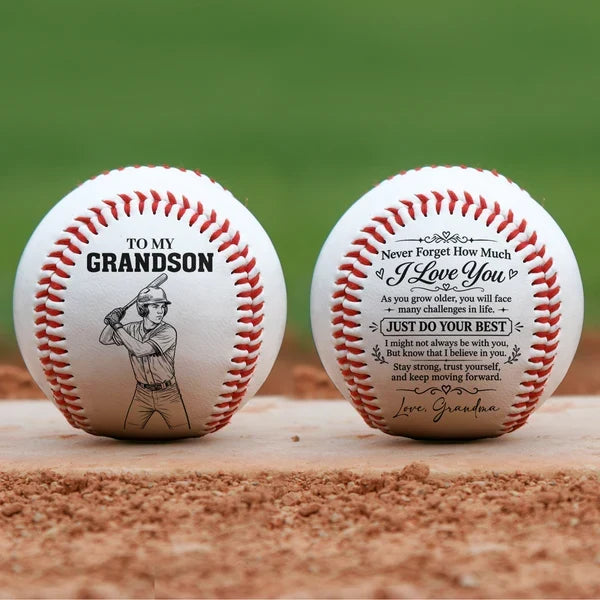 Personalized Baseball Ball with Loving Grandma Message, Creative Keepsake Gift for Grandson and Baseball Fan