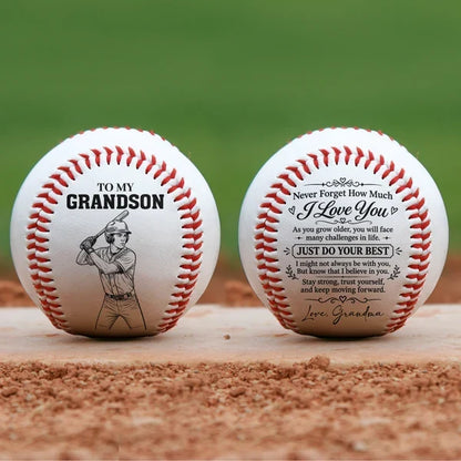 Personalized Baseball Ball with Loving Grandma Message, Creative Keepsake Gift for Grandson and Baseball Fan