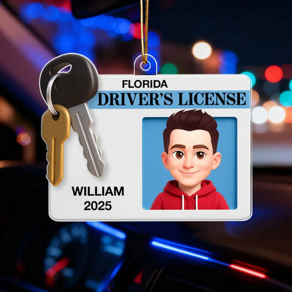 Acrylic Ornament for Car, Driver License Look with cartoon vibe, durable and cute, festive decor and creative gift for teens and friends