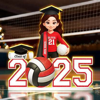 Graduation Acrylic Light Box with Custom Volleyball Player, Soft Atmosphere Lighting Keepsake for Class of 2025 and Unique Gift for Friends