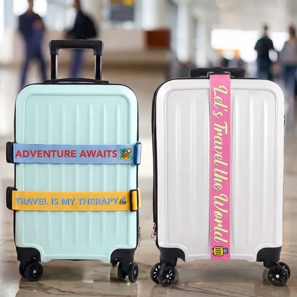 Personalized Standard Buckle Luggage Strap, Adventure Awaits Design, Unique Gift for Travelers
