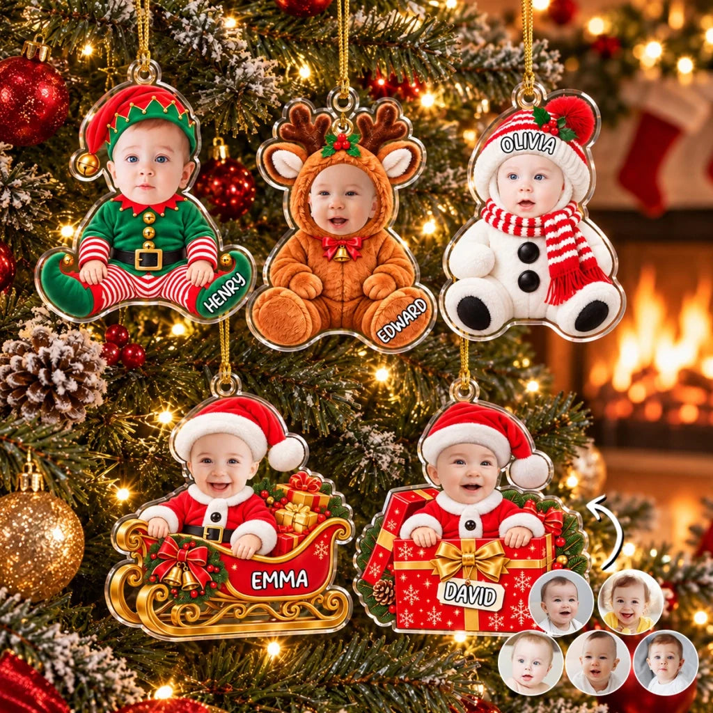 Personalized Acrylic Ornament, Baby in Festive Costume, Heartwarming Creative Gift for Grandparents