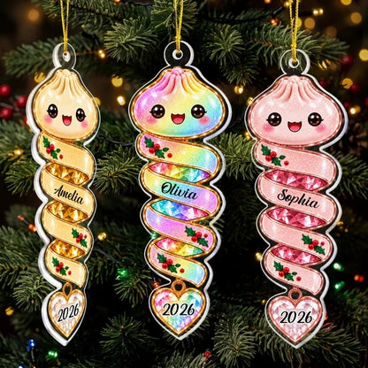 Personalized Acrylic Ornament, Cute Pastel Character for Christmas Tree Decor, Unique Gift for Kids