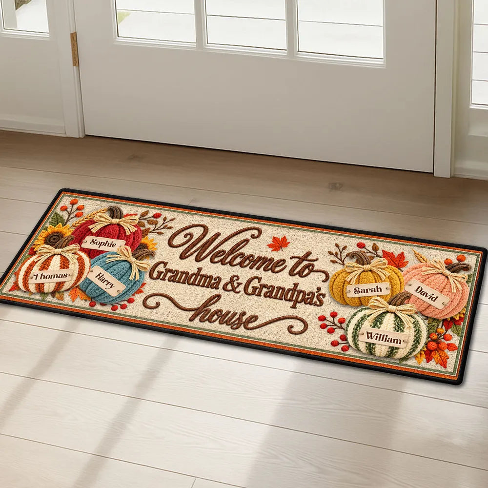 Personalized Premium Doormat, Welcome to Grandma & Grandpa's House, Autumn Pumpkin Creative Gift