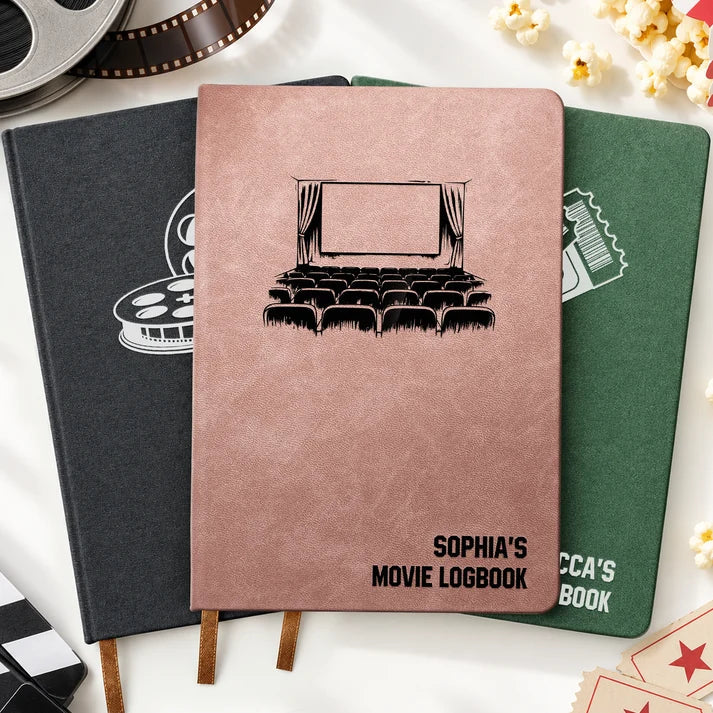 Leather Journal for Movie Memories, Personalized Cinema Logbook, Creative Gift for Movie & TV Fans