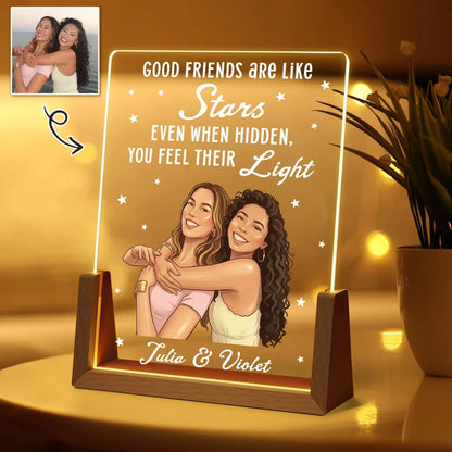 Personalized Good Friends Are Like Stars LED Light Frame, Friendship Keepsake, Creative Gift for a Friend