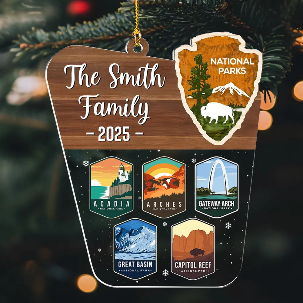 Personalized National Parks Acrylic Ornament, Scenic Christmas Tree Keepsake, Unique Gift for Family