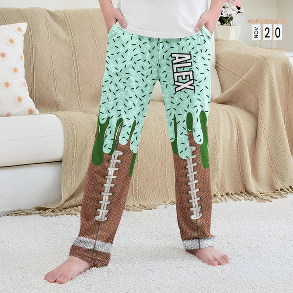 Personalized Printed Lounge Pants with Ice Cream Drip Sports Art, Unique Gift for Young Athletes