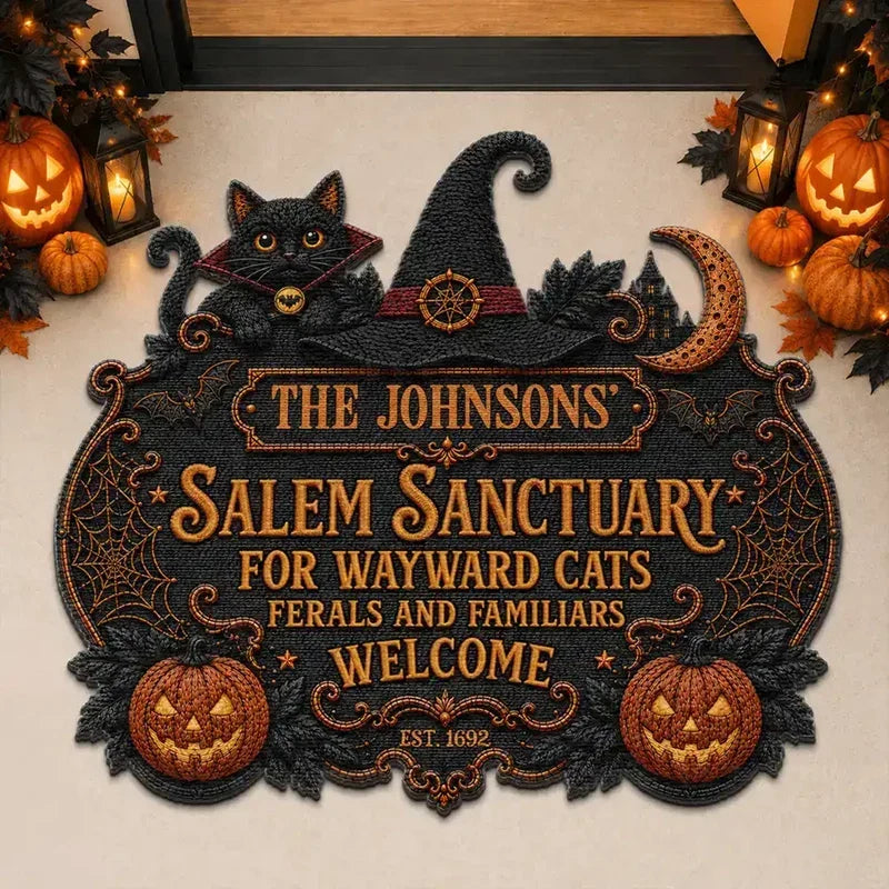 Personalized Shaped Doormat, Whimsical Cat Sanctuary Welcome, Creative Gift for Cat Lovers