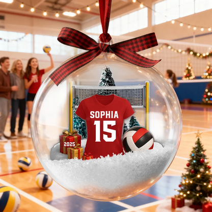 Snow Globe Ornament for Volleyball Players - Custom Jersey Design, Festive Tree Decor, Unique Christmas Gift