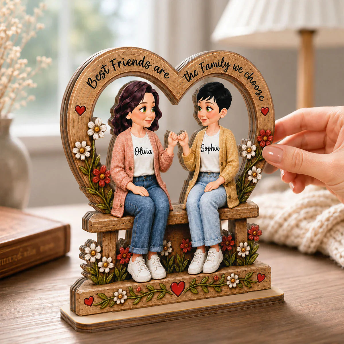 Personalized Wooden Plaque, Pinky Promise Friends, Unique Creative Gift for a Close Friend