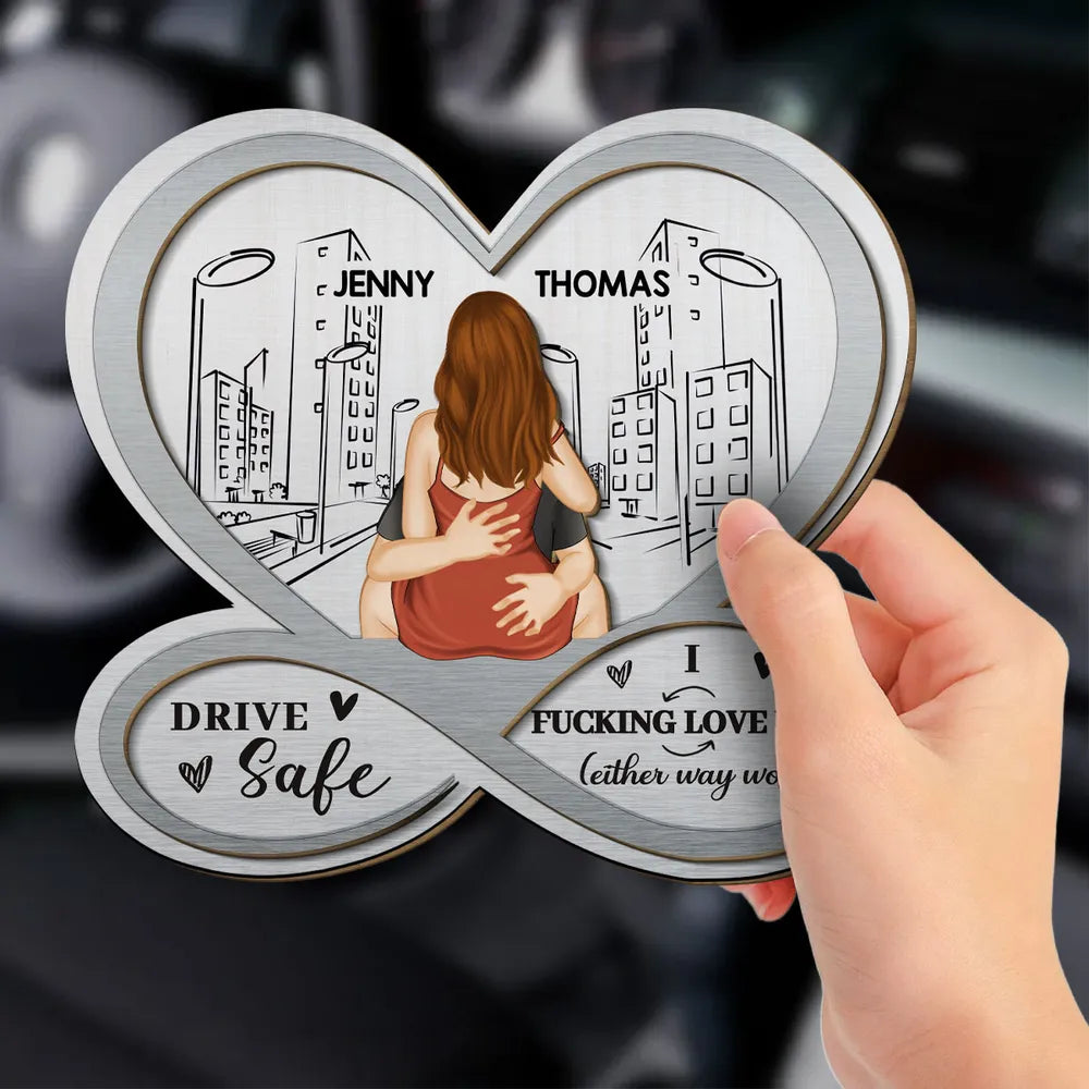 Car Visor Clip with Drive Safe Couple Art, Creative Gift for Boyfriend, Girlfriend or Spouse