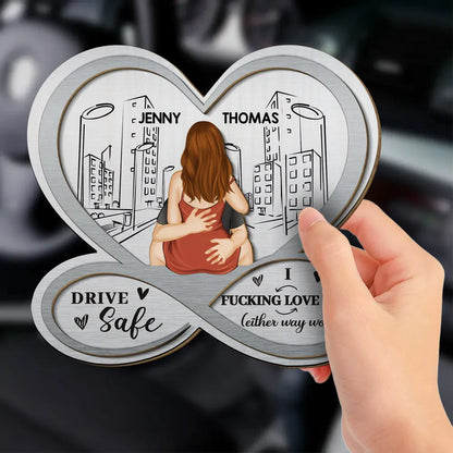 Car Visor Clip with Drive Safe Couple Art, Creative Gift for Boyfriend, Girlfriend or Spouse