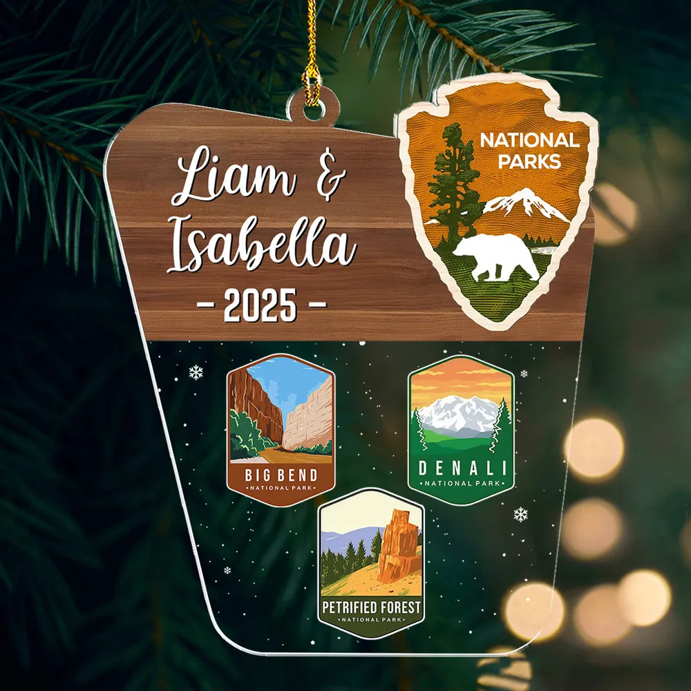 Personalized National Parks Acrylic Ornament, Scenic Christmas Tree Keepsake, Unique Gift for Family