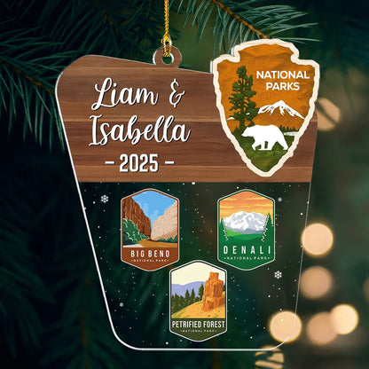 Personalized National Parks Acrylic Ornament, Scenic Christmas Tree Keepsake, Unique Gift for Family