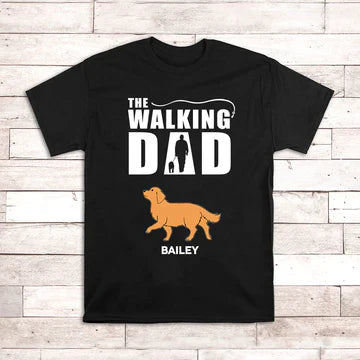 Personalized Classic Tee, The Walking Dad Dog Design, Creative Gift for Dad and Dog Lover