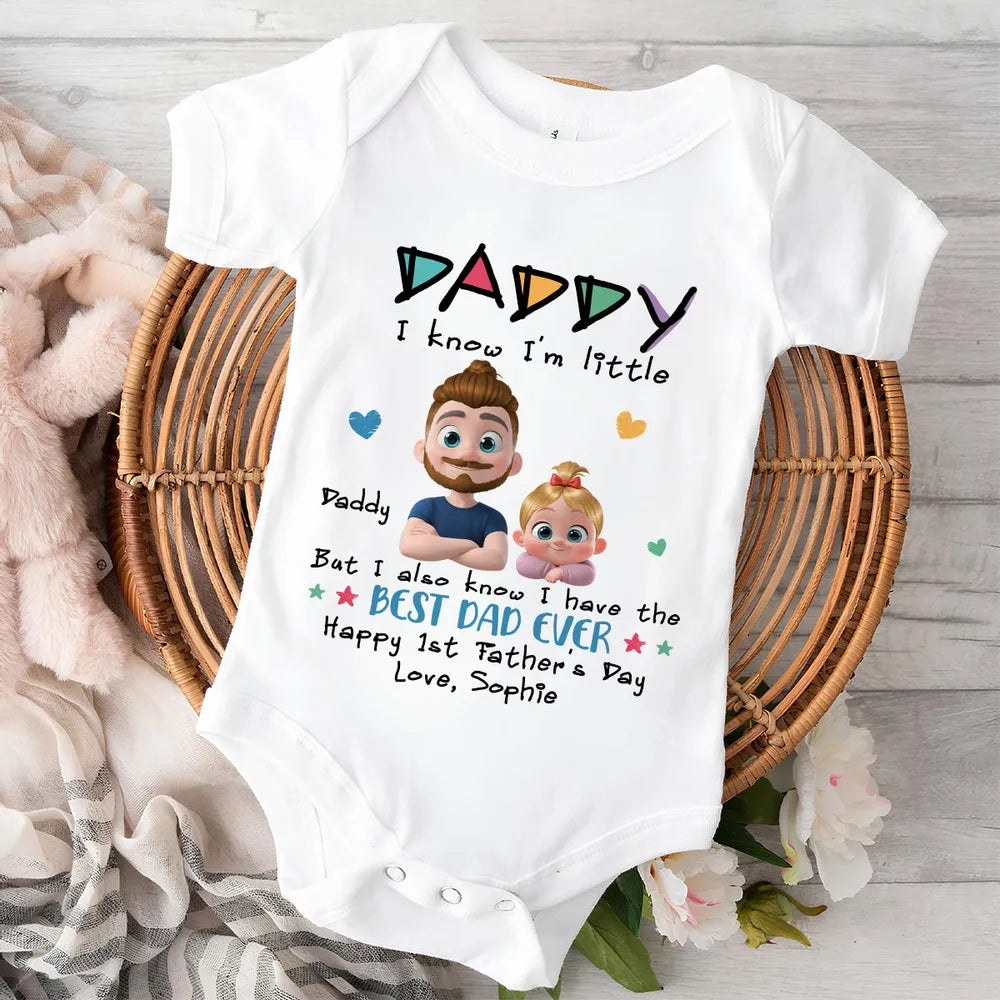 Short Sleeve Baby Onesie, Colorful Daddy Design, Creative Gift for New Dad With Sweet Baby Style