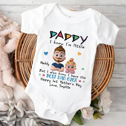 Short Sleeve Baby Onesie, Colorful Daddy Design, Creative Gift for New Dad With Sweet Baby Style