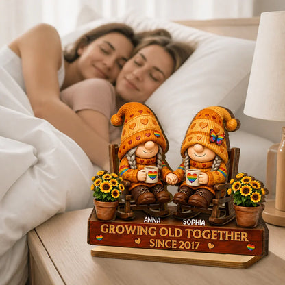 LGBT Wooden Plaque, Growing Old Together Couple Design, Personalized Unique Creative Gift for Home