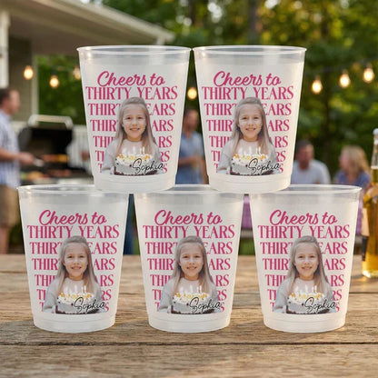 Personalized Frosted Plastic Cup with Custom Portrait, Colorful Birthday Keepsake and Unique Gift for Family
