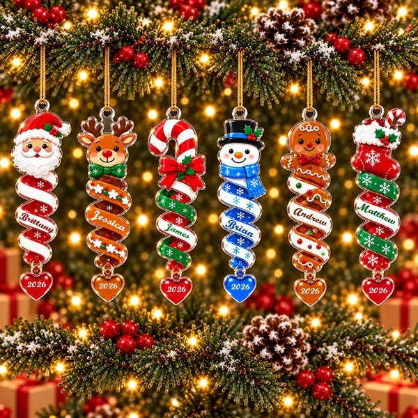 Personalized Acrylic Ornament, Colorful Spiral Christmas Characters, Unique Creative Gift for Kids