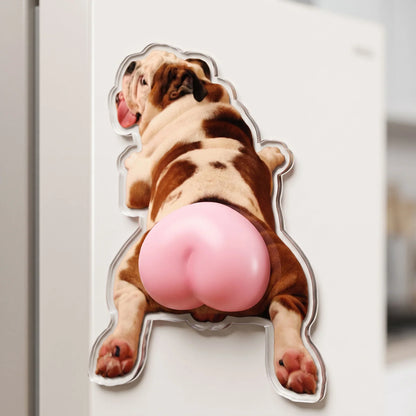 Personalized Silicone Butt Acrylic Magnet with Cat & Dog Design, Creative Gift for Pet Owners