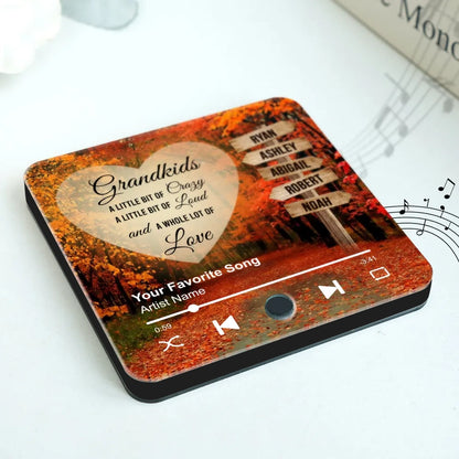 Acrylic Music Magnet with Autumn Forest Design, Grandkids Theme, Clear Print, Perfect Gift for Grandparents