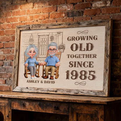 Personalized Couple Poster, Growing Old Together Rocking Chairs Wall Art, Unique Anniversary Gift for Husband & Wife