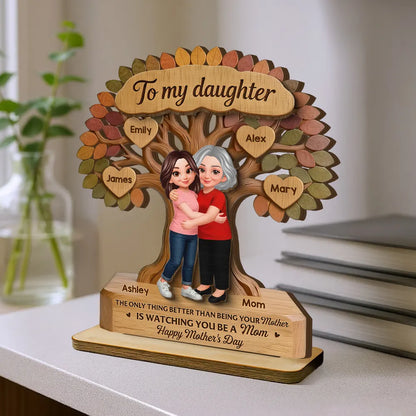 Personalized 2-Layer Wooden Plaque Tree of Life Mom & Daughter Hugging - Unique Mother's Day Gift, Family Keepsake Decor