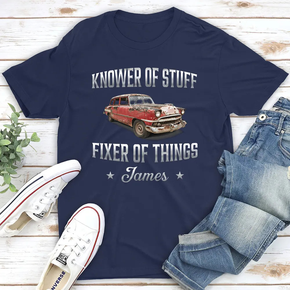 Classic Tee, Fixer of Things Vintage Red Car Custom Design, Creative Gift for Dad or Handyman