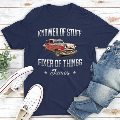 Classic Tee, Fixer of Things Vintage Red Car Custom Design, Creative Gift for Dad or Handyman