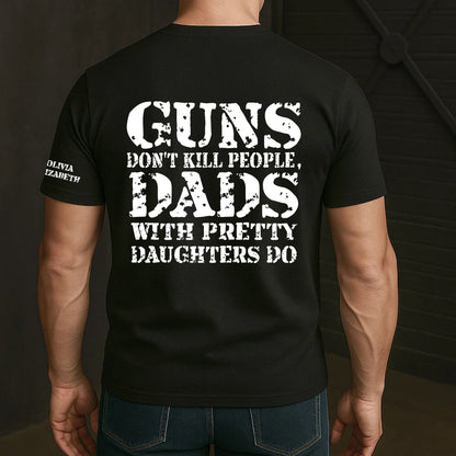 Personalized Dual Print Classic Tee for Dad, Protective Daughter Humor, Unique Creative Gift
