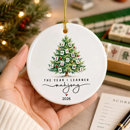 Personalized Ceramic Ornament, The Year I Learned Mahjong Keepsake, Creative Gift for Mahjong Friends