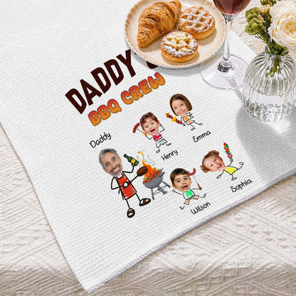 Custom Kitchen Towel for Dad, Heartwarming BBQ Crew Design, Fun Grill Gift for the Family Cook