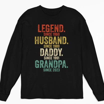 Personalized Classic Tee for Husband Dad & Grandpa, Vintage Legend Design, Unique Father's Day Gift
