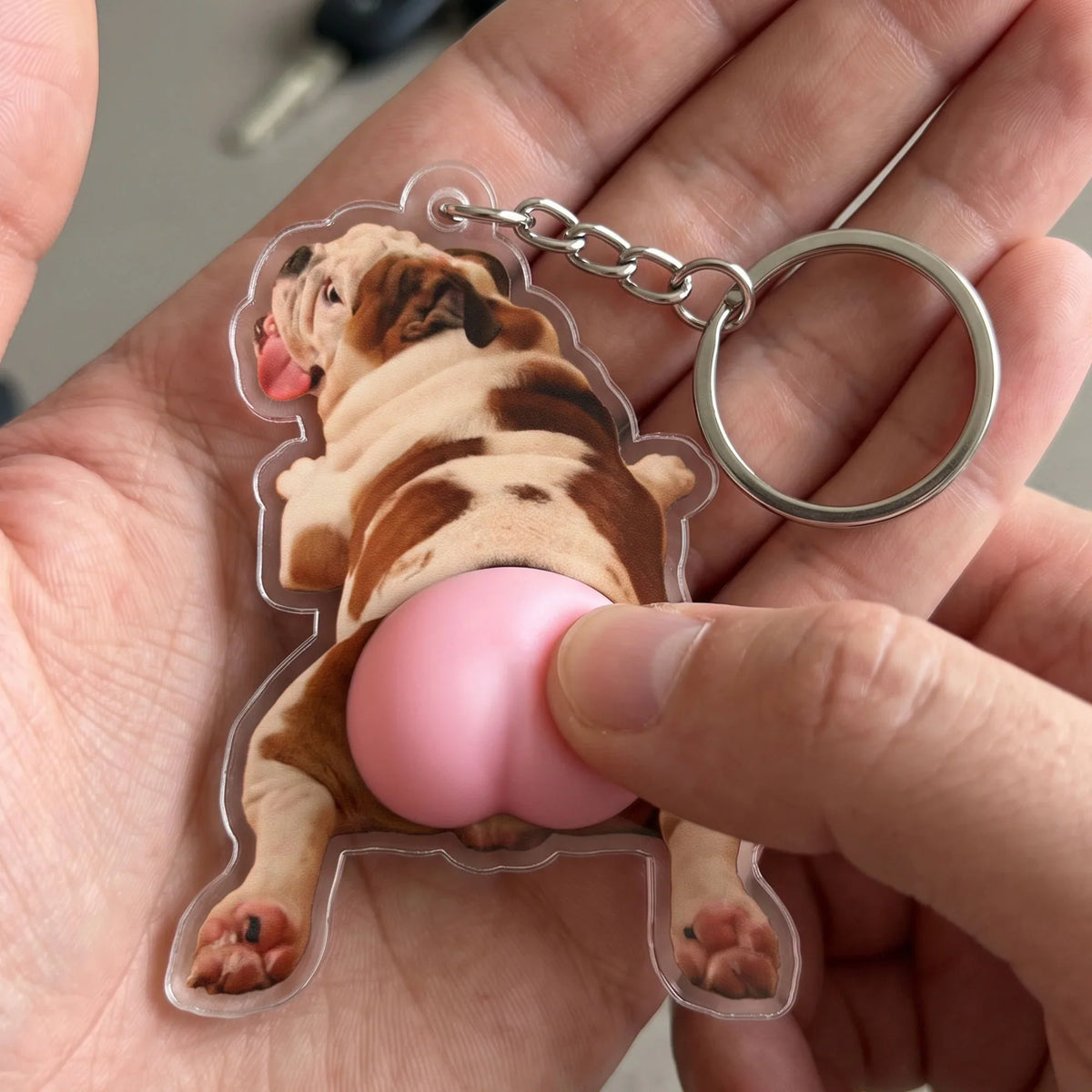 Silicone Butt Acrylic Keychain With Custom Pet Photo, Funny Pink Butt, Creative Gift for Pet Owners