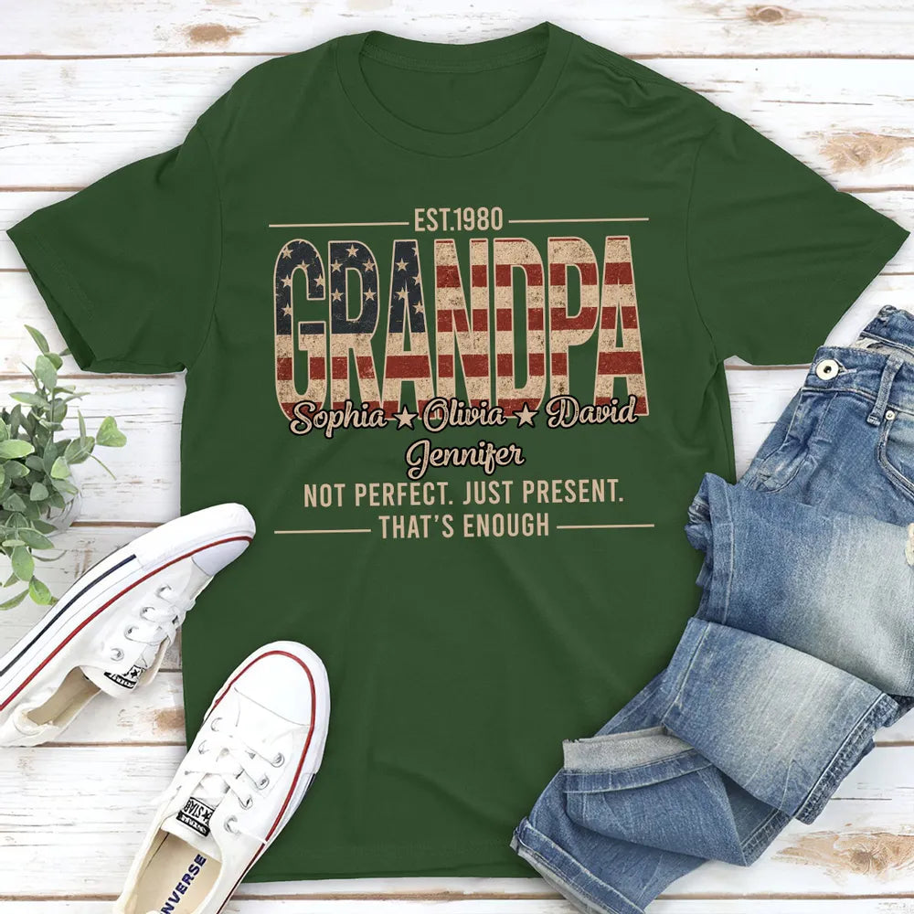 Custom Dad Classic Tee with Heartfelt Quote, Vintage Flag Look, Unique Gift for Father