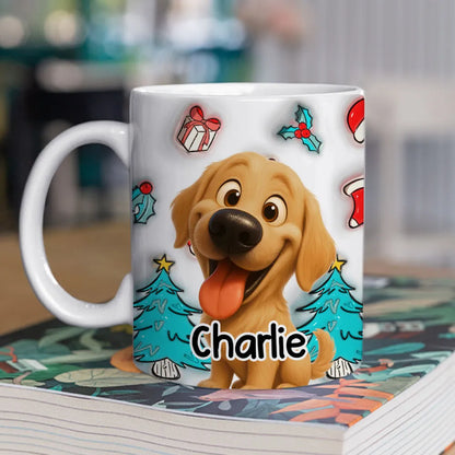 Adorable Dog Christmas White Ceramic Mug – Festive Cartoon Style, Perfect Gift for Dog Lovers