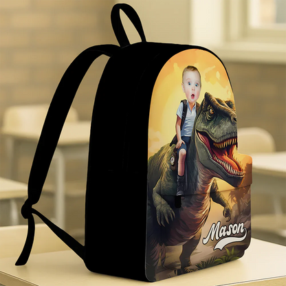 Kids School Backpack With Dinosaur Adventure Art, Personalized Unique Creative Gift for School Day Fun