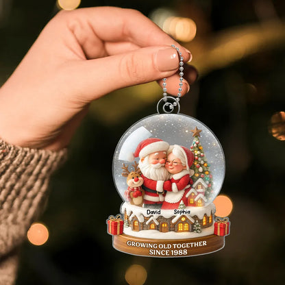 Santa Couple Acrylic Ornament with Cozy Hug Design, Perfect Christmas Gift for Couples