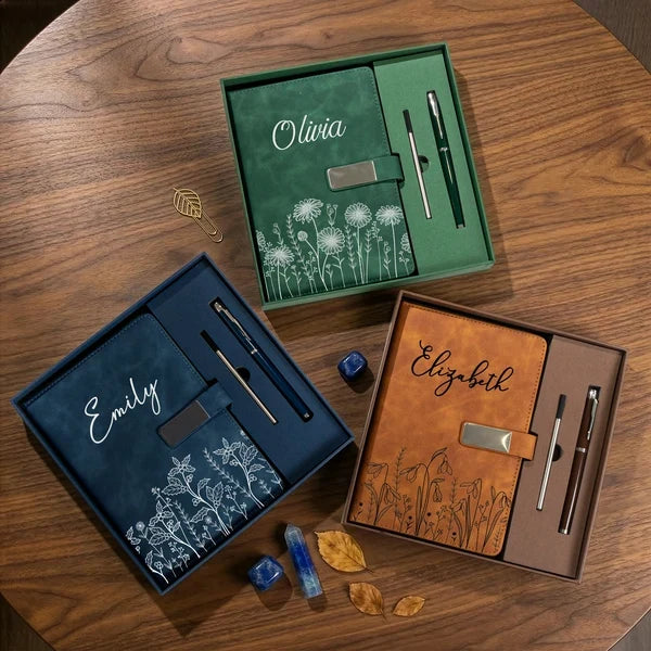 Metal Buckle Notebook Set, Personalized Floral Keepsake for Journaling, Creative Gift for Mom or Friend