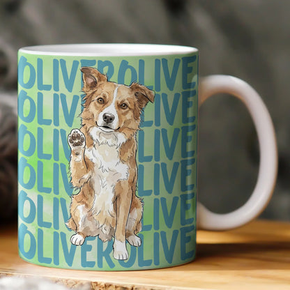 Custom Pet Portrait Ceramic Mug, Playful Pastel Pet Art for Morning Coffee, Creative Gift for Dog & Cat Lovers