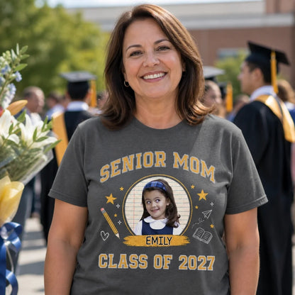Senior Mom Classic Tee, Personalized School Pride Design, Heartfelt Creative Graduation Gift for Mom