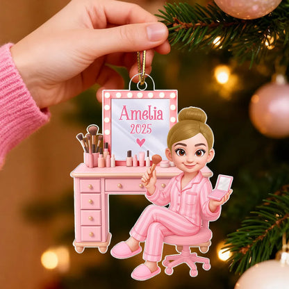 Beauty Lover Acrylic Ornament – Cute Pink Vanity Theme, Perfect Gift for Makeup Enthusiasts