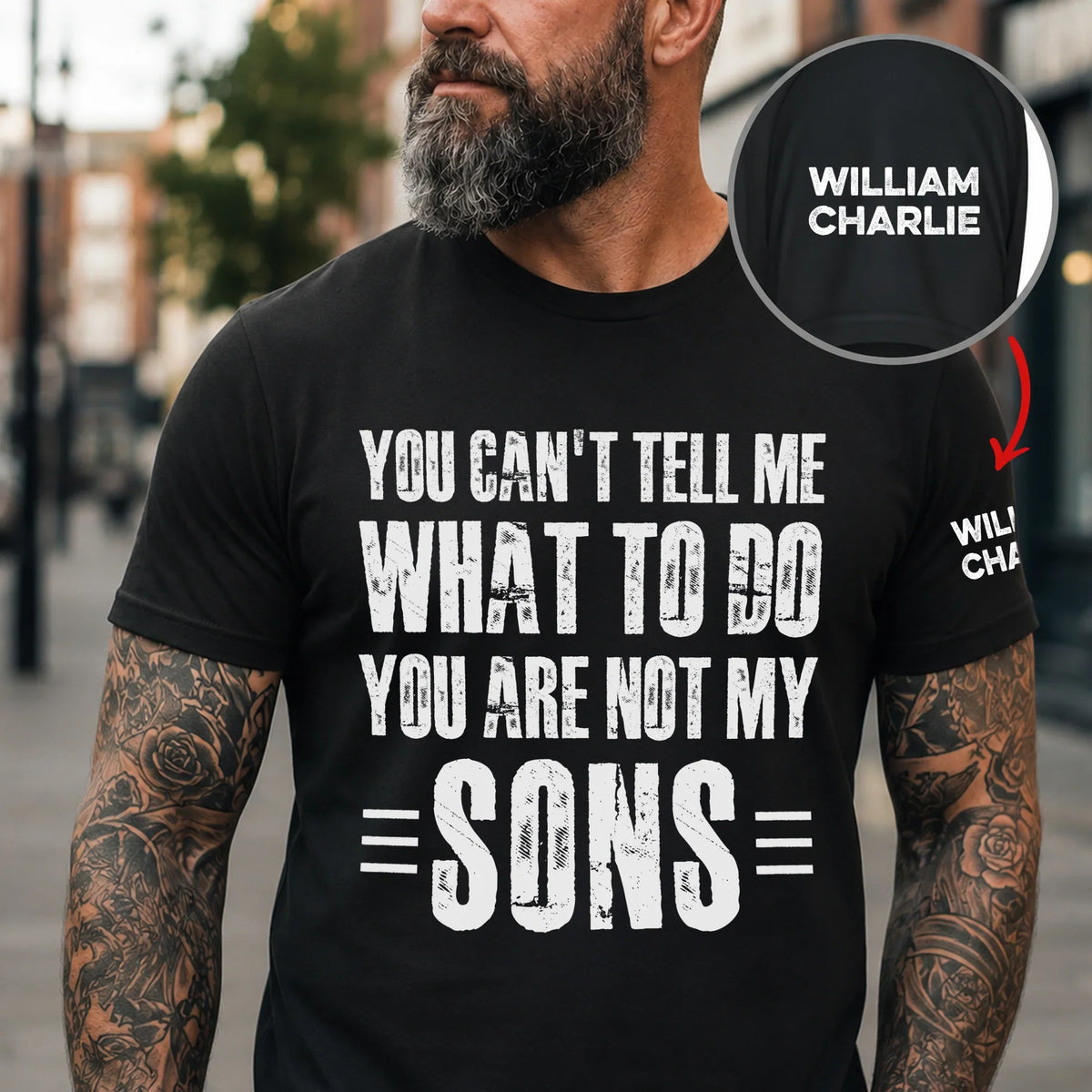 Personalized Dual Print Classic Tee, Bold Daughter Quote For Dad, City Street Style Unique Gift